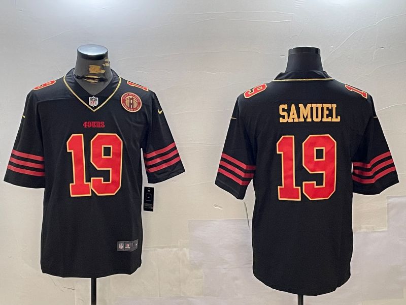 Men San Francisco 49ers 19 Samuel Black Gold 2024 Nike Limited NFL Jersey style 12304